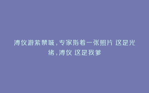 溥仪游紫禁城，专家指着一张照片：这是光绪，溥仪：这是我爹