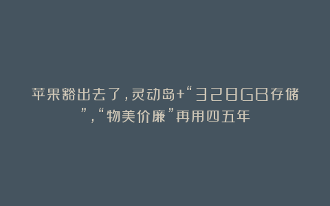 苹果豁出去了，灵动岛+“328GB存储”，“物美价廉”再用四五年