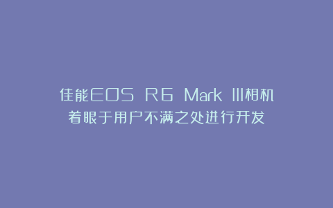 佳能EOS R6 Mark III相机着眼于用户不满之处进行开发
