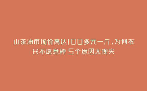 山茶油市场价高达100多元一斤，为何农民不愿意种？5个原因太现实