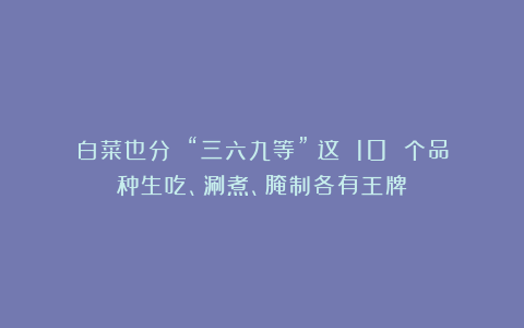 白菜也分 “三六九等”！这 10 个品种生吃、涮煮、腌制各有王牌