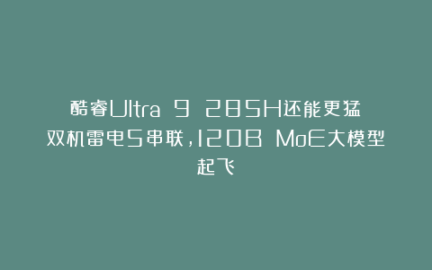 酷睿Ultra 9 285H还能更猛：双机雷电5串联，120B MoE大模型起飞