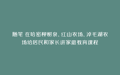 随笔:在哈密柳树泉、红山农场、淖毛湖农场给居民和家长讲家庭教育课程
