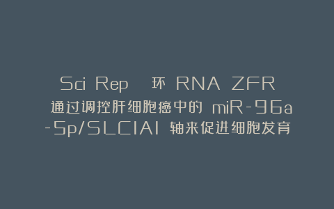 Sci Rep | 环 RNA ZFR 通过调控肝细胞癌中的 miR-96a-5p/SLC1A1 轴来促进细胞发育