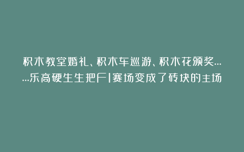 积木教堂婚礼、积木车巡游、积木花颁奖……乐高硬生生把F1赛场变成了砖块的主场！