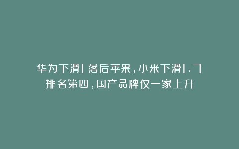 华为下滑1%落后苹果，小米下滑1.7%排名第四，国产品牌仅一家上升
