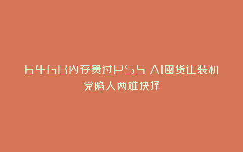 64GB内存贵过PS5！AI囤货让装机党陷入两难抉择