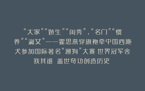 “大家”“娇生”“闺秀”,“名门”“惯养”“淑女”——霍思燕穿旗袍牵中国西施犬参加国际著名“遛狗”大赛:世界冠军舍我其谁?!盖世奇功创造历史!!