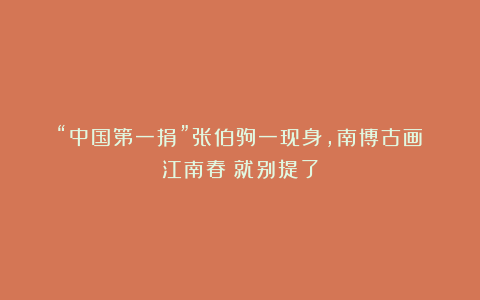 “中国第一捐”张伯驹一现身,南博古画《江南春》就别提了