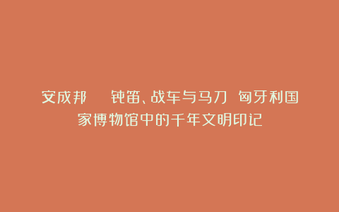 安成邦 | 骨笛、战车与马刀 匈牙利国家博物馆中的千年文明印记