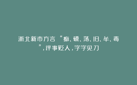 浙北新市方言 “痴、磉、荡、旧、牟、毒”，评事贬人，字字见刀