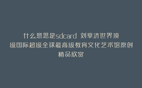 什么意思是sdcard？①刘章济世界顶级国际超级全球最高级教育文化艺术馆原创精品欣赏！