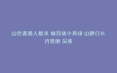 山色澹澹入眼来:杨昌绪小青绿《山静日长诗意册》品读