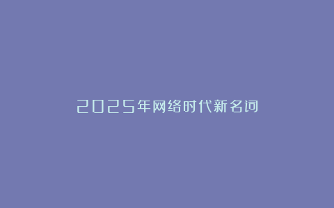 2025年网络时代新名词