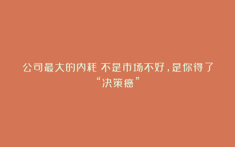 公司最大的内耗?不是市场不好,是你得了“决策癌”