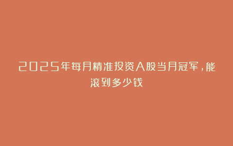 2025年每月精准投资A股当月冠军，能滚到多少钱