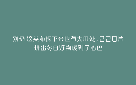 别扔!这类布拆下来也有大用处,228片拼出冬日好物暖到了心巴