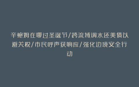 辛鲍姆在哪过圣诞节/跨流域调水还美债以避关税/市民呼声获响应/强化边境安全行动