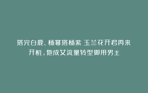 搭完白鹿、杨幂搭杨紫《玉兰花开君再来》开机，他成女流量转型御用男主