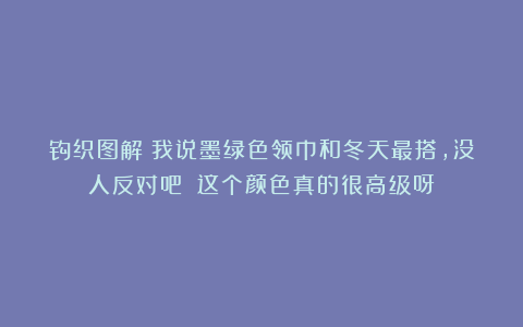 钩织图解｜我说墨绿色领巾和冬天最搭，没人反对吧！！这个颜色真的很高级呀！