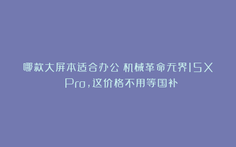 哪款大屏本适合办公?机械革命无界15X Pro,这价格不用等国补