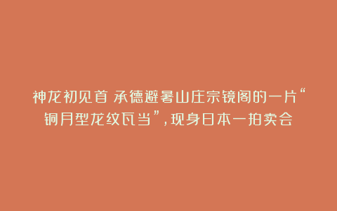 神龙初见首：承德避暑山庄宗镜阁的一片“铜月型龙纹瓦当”，现身日本一拍卖会