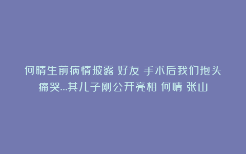 何晴生前病情披露!好友:手术后我们抱头痛哭…其儿子刚公开亮相|何晴|张山