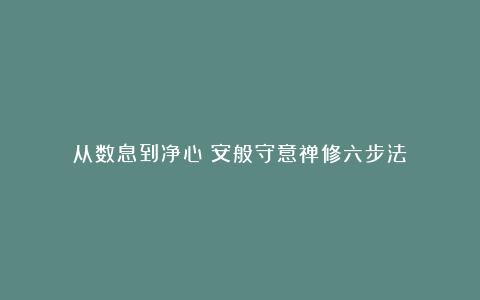 从数息到净心：安般守意禅修六步法