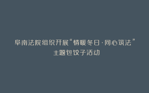 阜南法院组织开展“情暖冬日·同心筑法” 主题包饺子活动