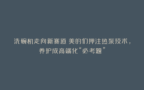 洗碗机走向新赛道：美的们押注热泵技术，养护成高端化“必考题”