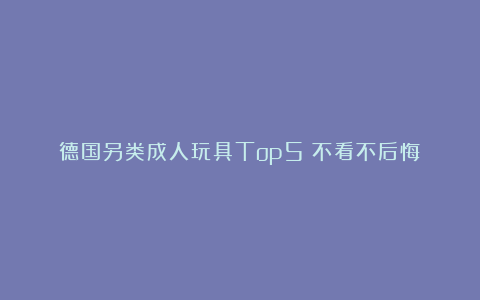 德国另类成人玩具Top5（不看不后悔）