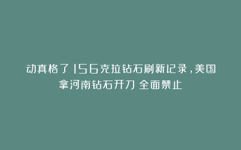 动真格了？156克拉钻石刷新记录，美国拿河南钻石开刀：全面禁止
