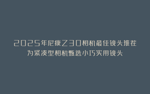 2025年尼康Z30相机最佳镜头推荐：为紧凑型相机甄选小巧实用镜头