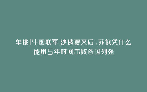 单挑14国联军！沙俄覆灭后，苏俄凭什么能用5年时间击败各国列强