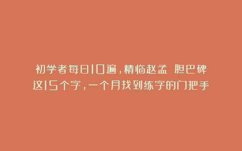 初学者每日10遍，精临赵孟頫《胆巴碑》这15个字，一个月找到练字的门把手