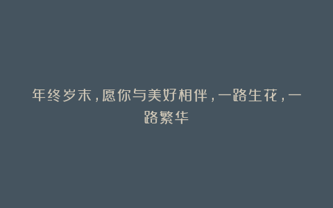 年终岁末，愿你与美好相伴，一路生花，一路繁华！