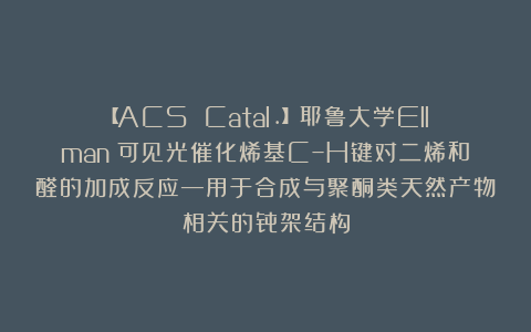 【ACS Catal.】耶鲁大学Ellman：可见光催化烯基C–H键对二烯和醛的加成反应—用于合成与聚酮类天然产物相关的骨架结构