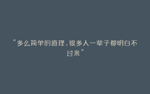 “多么简单的道理，很多人一辈子都明白不过来”