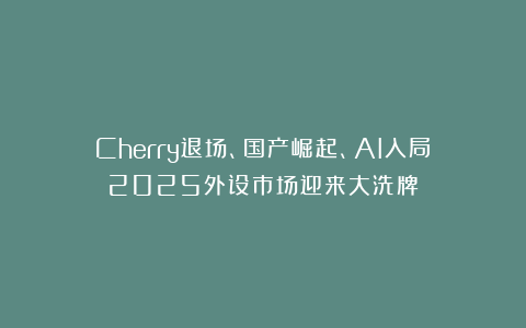 Cherry退场、国产崛起、AI入局：2025外设市场迎来大洗牌