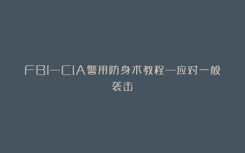 FBI—CIA警用防身术教程—应对一般袭击