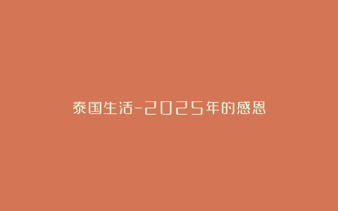 泰国生活–2025年的感恩
