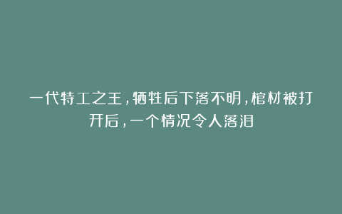 一代特工之王，牺牲后下落不明，棺材被打开后，一个情况令人落泪