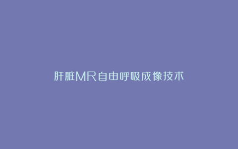 肝脏MR自由呼吸成像技术