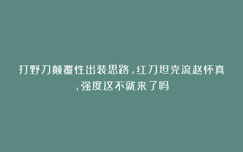 打野刀颠覆性出装思路，红刀坦克流赵怀真，强度这不就来了吗