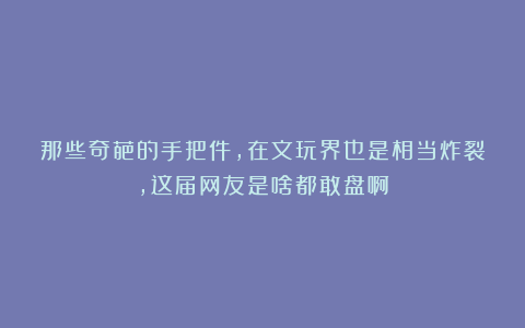 那些奇葩的手把件，在文玩界也是相当炸裂，这届网友是啥都敢盘啊